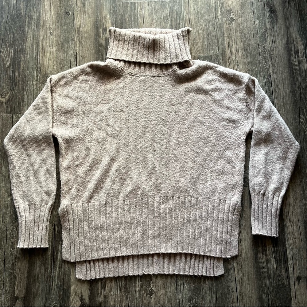 Rachel Zoe Beige Knit Turtleneck Sweater Sz L
